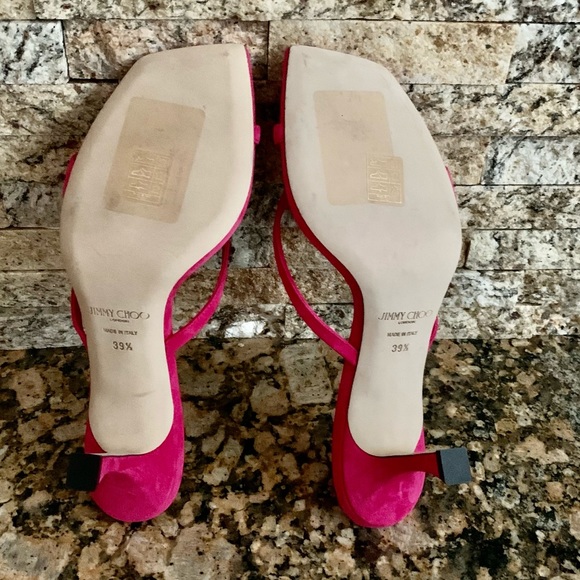 Jimmy Choo MAELIE 70 Pink Suede Thong Mules - Picture 3 of 4